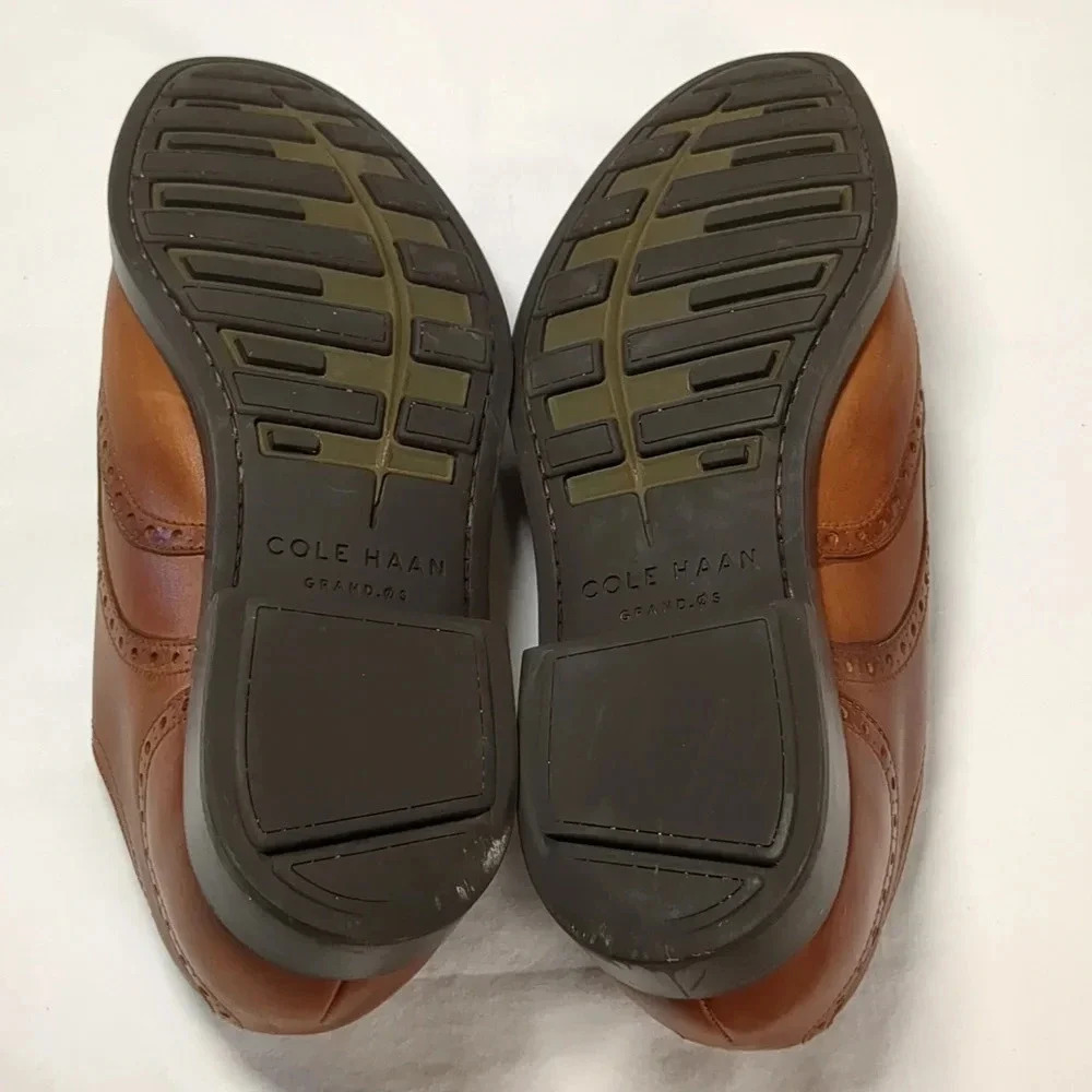 Cole Haan mens grand os wingtip oxford British tan C23795 , size 10M - Picture 7 of 10